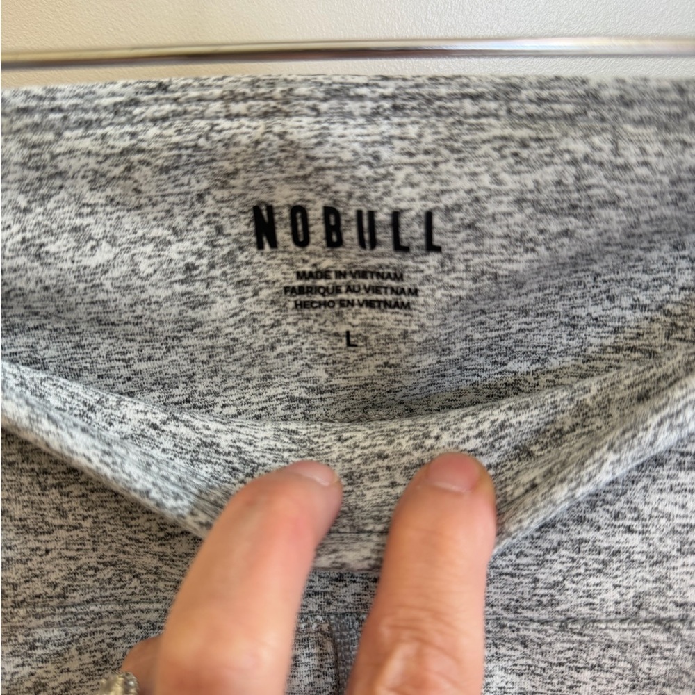 NOBULL Gray Marled Performance Tee with Subtle Blue Logo